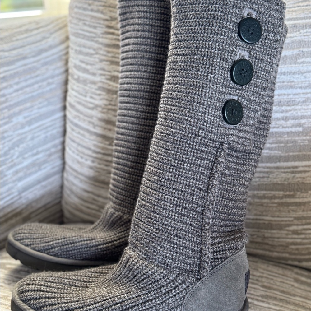 UGG Classic Cardy Gray Knit Button Women's Boots